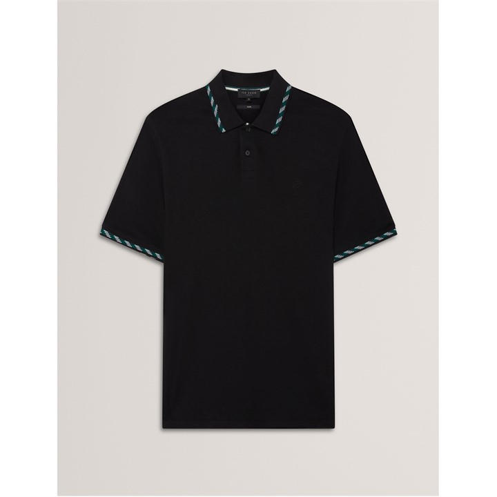 Ted Baker Men's Black Jacquard Short-Sleeve Polo Shirt