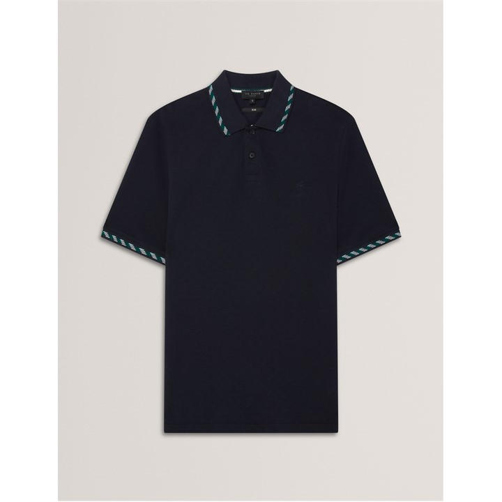 Ted Baker Men's Blue Jacquard Short-Sleeve Polo Shirt