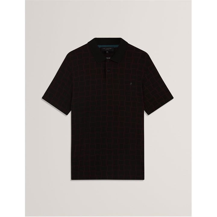 Ted Baker Men's Black Jacquard Short-Sleeve Polo Shirt