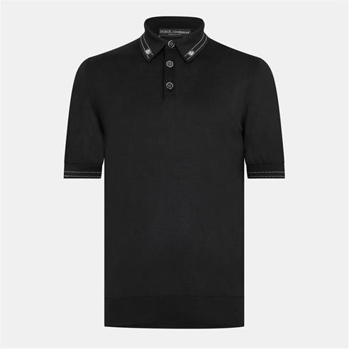 DOLCE AND GABBANA - Men's Stripe Collar Short Sleeve Polo Shirt