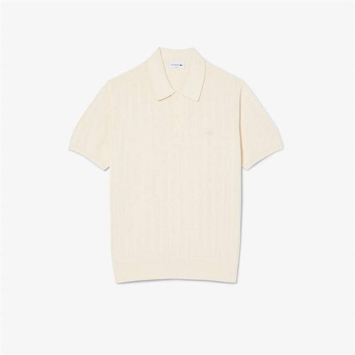 Lacoste Men's Cream Short Sleeve Polo Shirt - L
