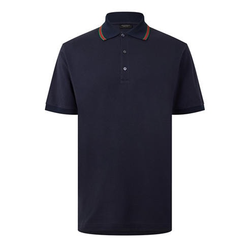 GUCCI - Men's Web Trim Cotton Short-Sleeve Polo