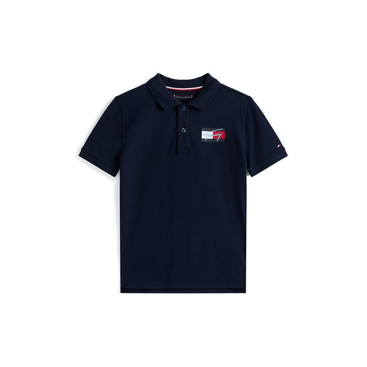 Tommy Hilfiger Boys Blue Tommy Scrpt Flg Polo