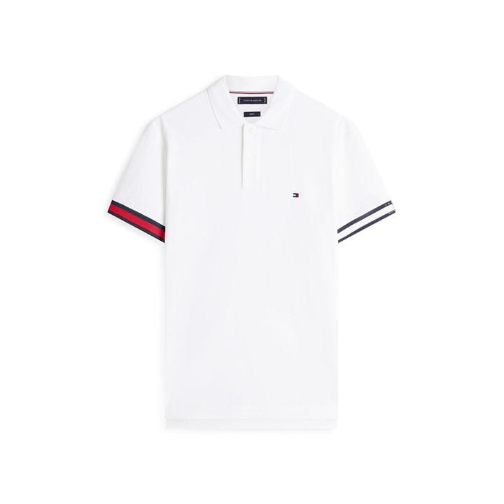Tommy Hilfiger Men's White Tommy Cuff Liqudpolo Sn62
