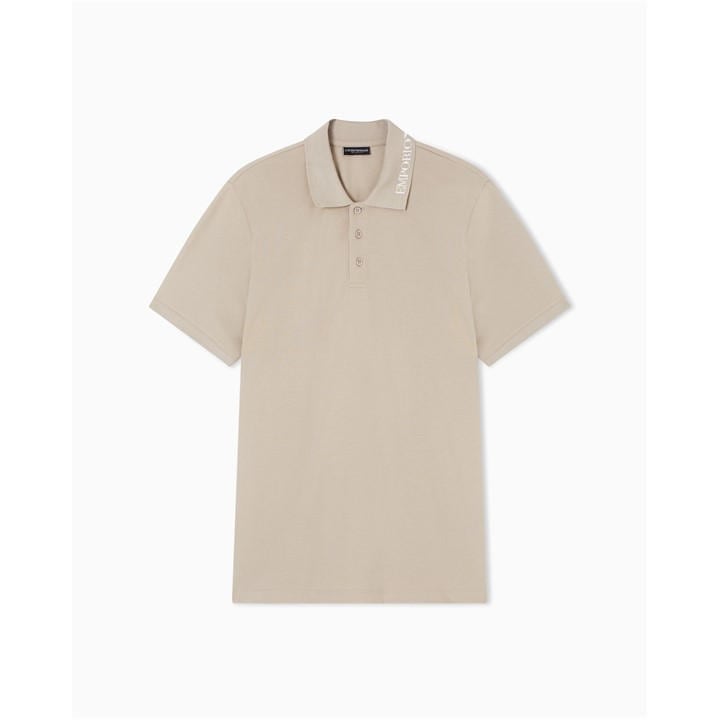 Emporio Armani Men's Beige Short Sleeve Polo Shirt - S