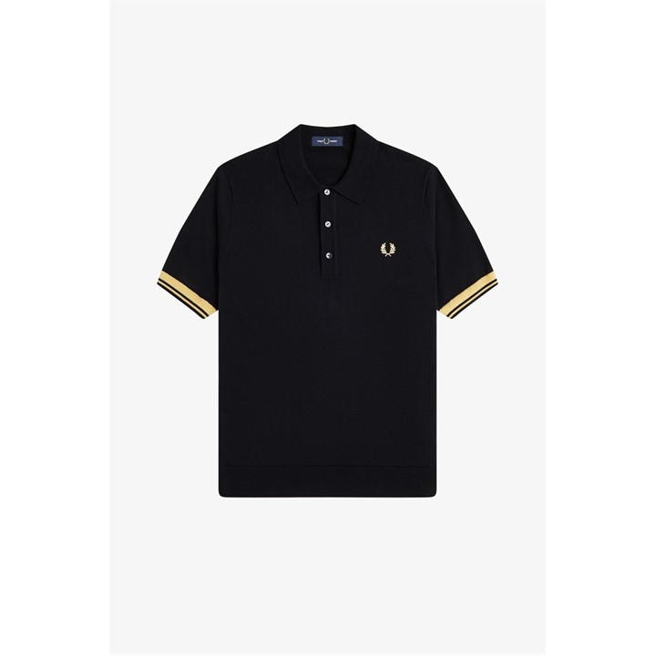 Fred Perry Men's Black Fred Knit Cuff Polo Sn62