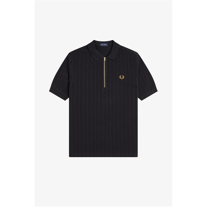 Fred Perry Men's Black Fred Pique Strp Polo Sn62