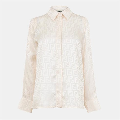 FENDI - Women's FF Satin Long Sleeve Blouse