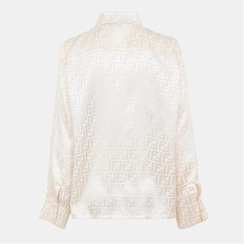 FENDI - Women's FF Satin Long Sleeve Blouse