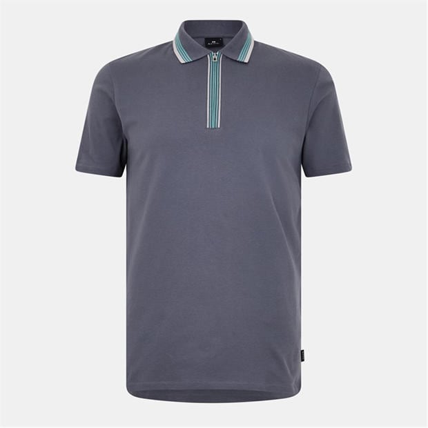 White 02A - PS Paul Smith - Men's Zipped Short-Sleeve Polo Shirt