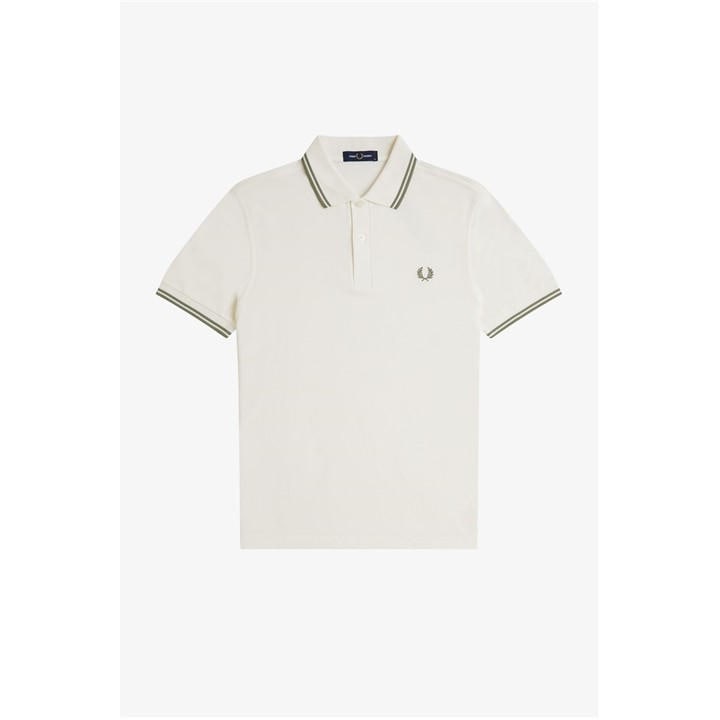 Fred Perry Men's Beige Short Sleeve Twin Tipped Polo Shirt