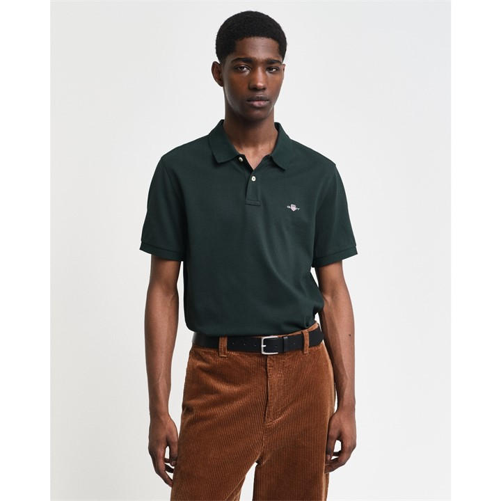 Gant Men's Green Shield Piqué Polo Shirt Small