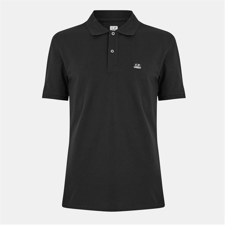 Cp Company Men's Black Logo Pique Short-Sleeve Polo Shirt