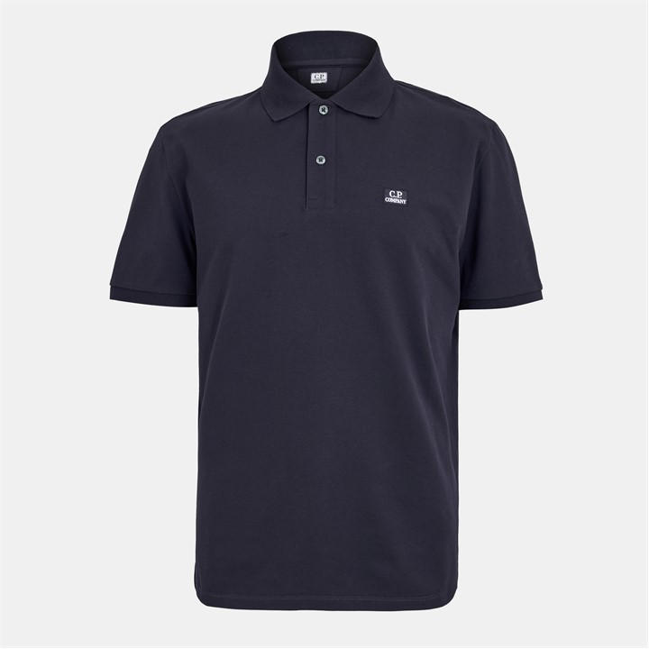 Cp Company Men's Blue Logo Pique Short-Sleeve Polo Shirt