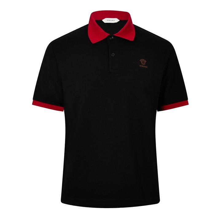 Versace Men's Black Short Sleeve Polo Shirt - L