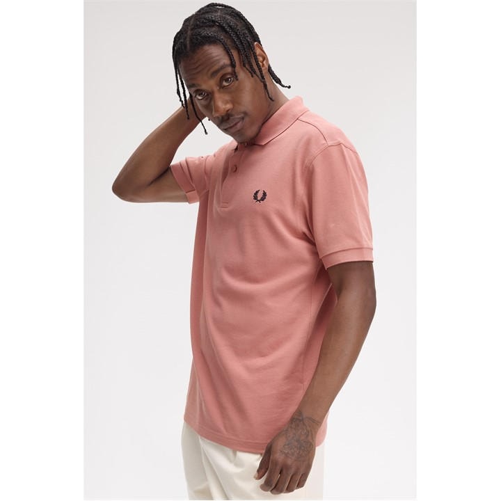 Fred Perry Men's Pink Plain Polo Shirt Medium
