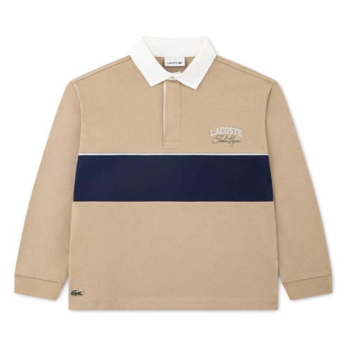 Lacoste - Kids' Stripe Cotton Long-Sleeve Rugby Polo