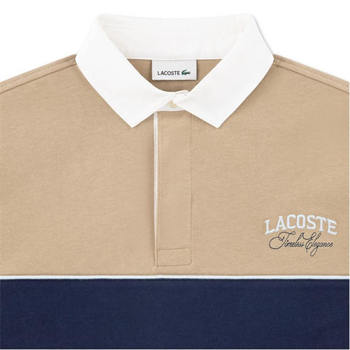 Lacoste - Kids' Stripe Cotton Long-Sleeve Rugby Polo