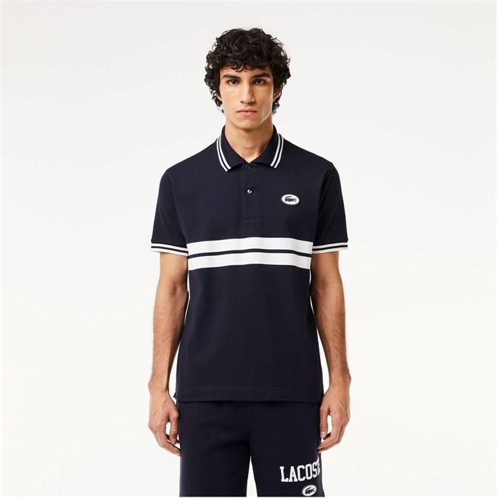 Lacoste Men's Black Stripe Polo Shirt - S