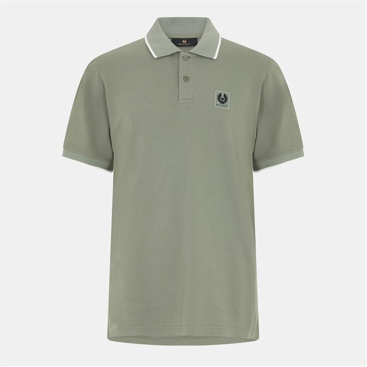 Belstaff Men's Green Tipped Polo Shirt Medium