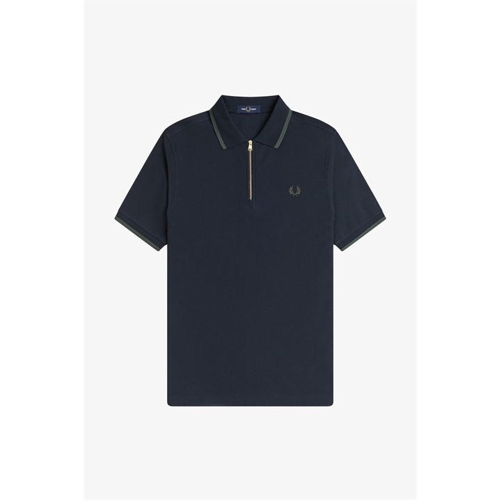 Fred Perry Men's Blue Crepe Zip Polo Shirt