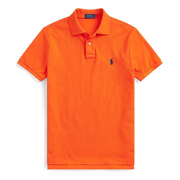 Polo Ralph Lauren Men's Orange The Iconic Mesh Custom Polo Shirt Medium