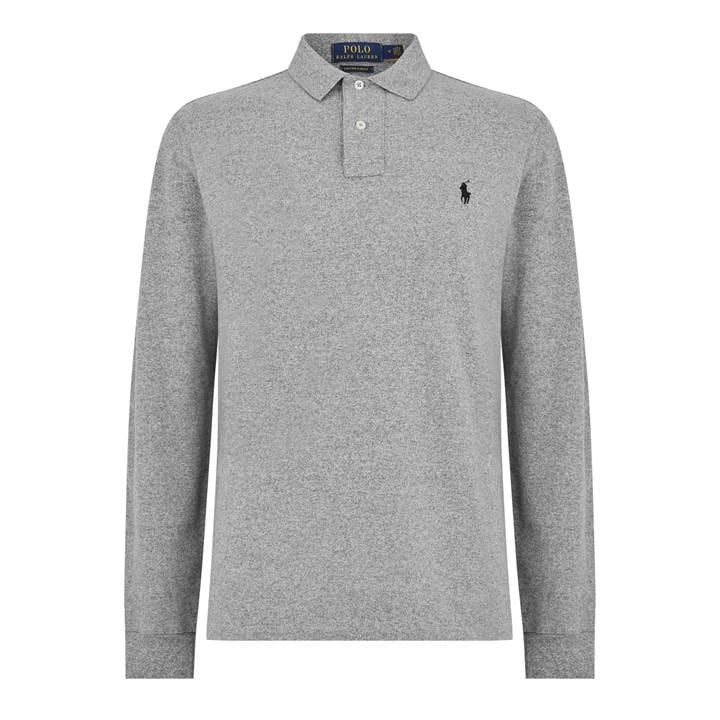Polo Ralph Lauren Men's Grey Long Sleeve Polo Shirt - L