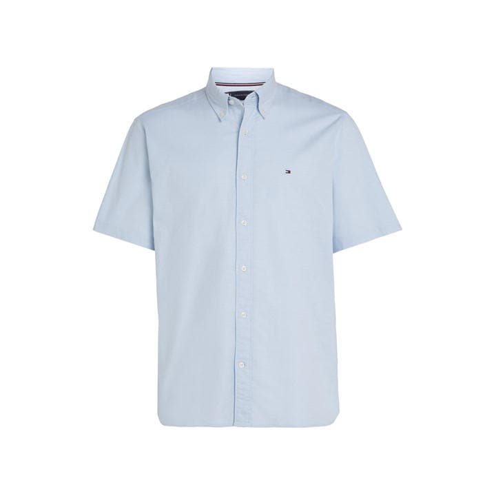 Tommy Hilfiger Men’s FLEX Short-Sleeve Oxford Shirt – Blue