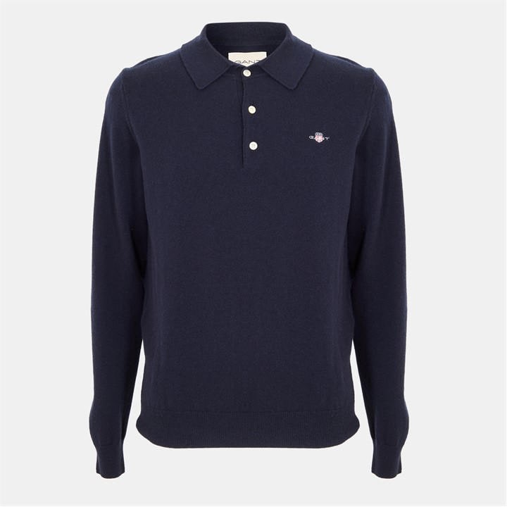 Gant Men's Blue Superfine Lambswool Polo Marine S