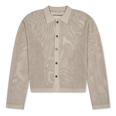 MKI MIYUKI ZOKU - Men's Linen Knit Long Sleeve Polo Shirt