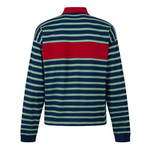 VERSACE - Men's Stripe Cotton Long-Sleeve Polo