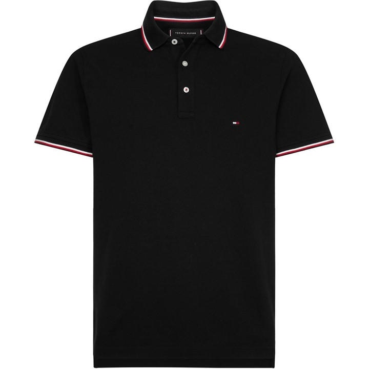 Tommy Hilfiger Core Tipped Slim Polo Shirt – Black