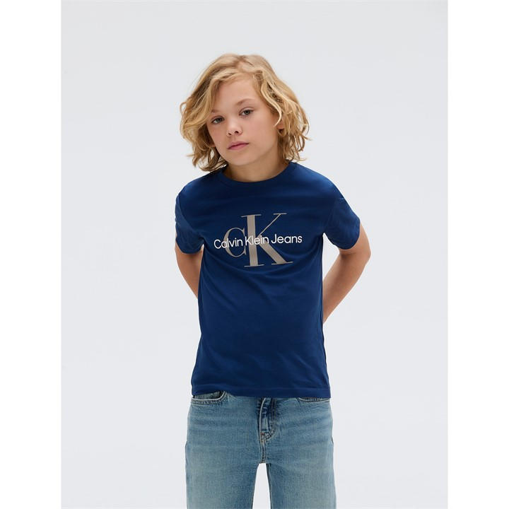 Calvin Klein Jeans Unisex Kids Blue Monogram T Shirt Junior