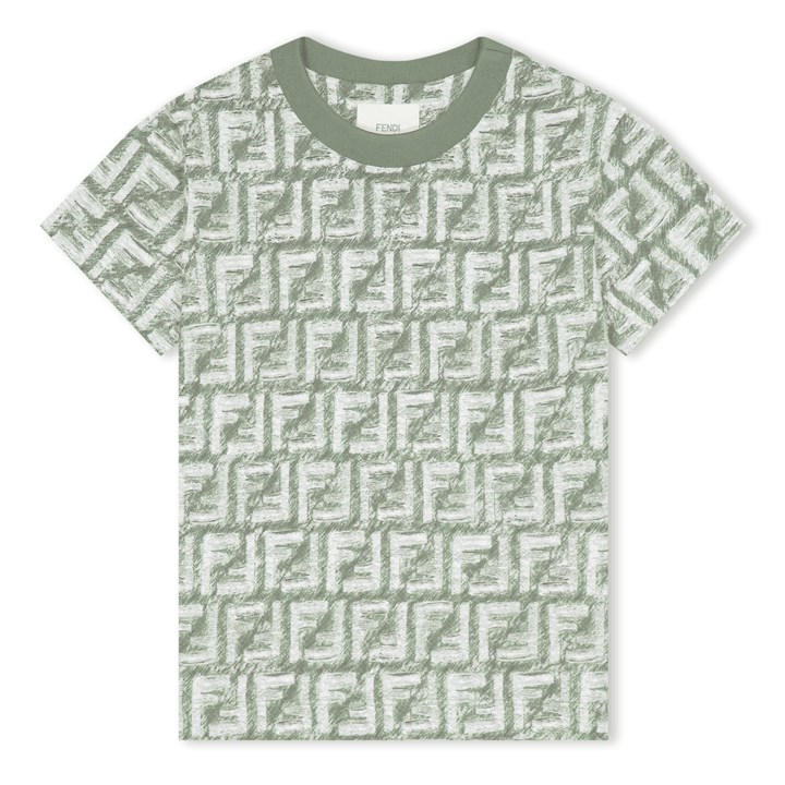 Fendi Unisex Kids Green Ff Print T-Shirt Juniors