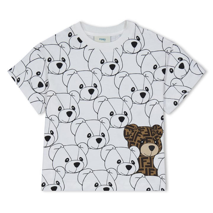 Fendi Unisex Kids White Ff Bear T-Shirt Juniors