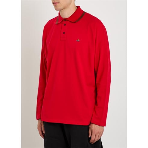 Vivienne Westwood - Men's Cotton Long-Sleeve Oversized-Fit Polo Shirt