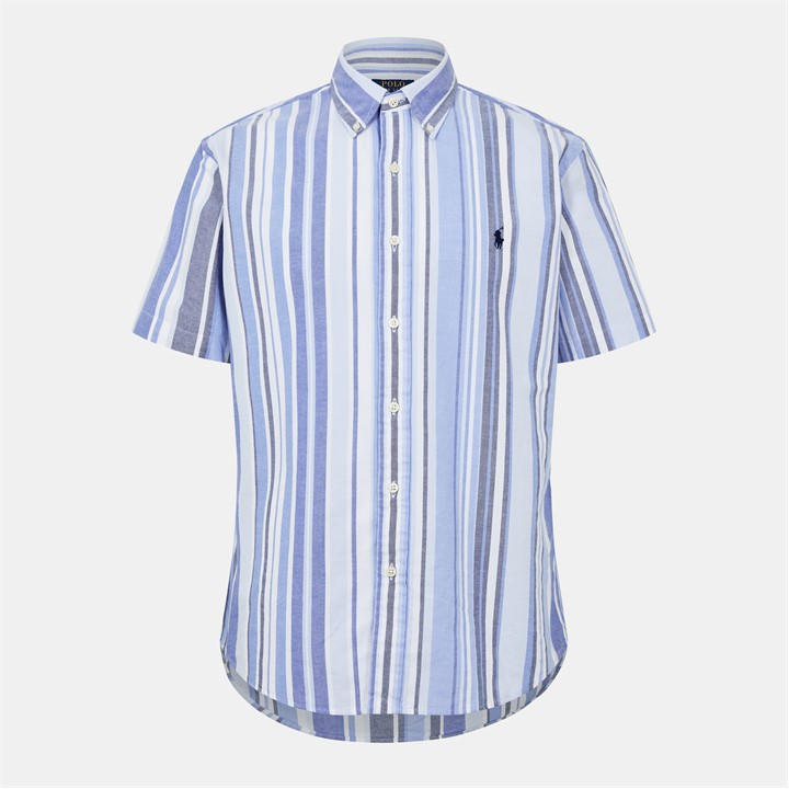 Polo Ralph Lauren Custom Fit Striped Oxford Shirt – Blue Polo Ralph Lauren Custom Fit Striped Oxford Shirt – Blue