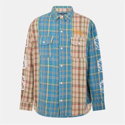 BILLIONAIRE BOYS CLUB - Men's Panelled Long Sleeve Patterned Shirt