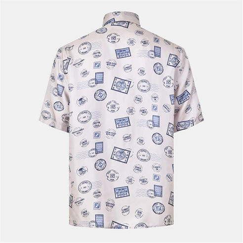 FENDI - Men's Patterned Short Sleeve Relaxed Fit Shirt