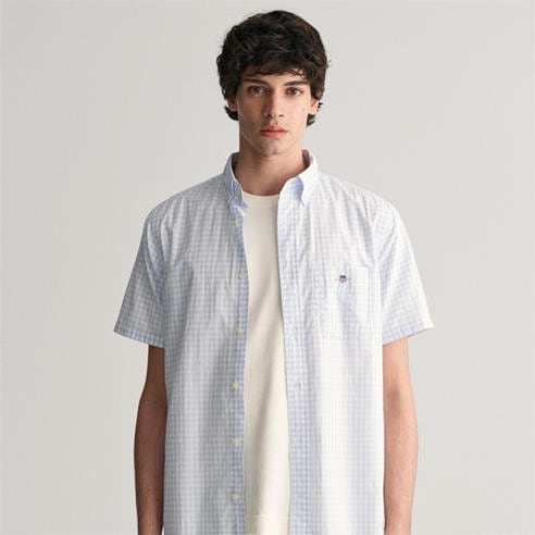 Gant - Regular Fit Classic Gingham Poplin Short Sleeve Shirt