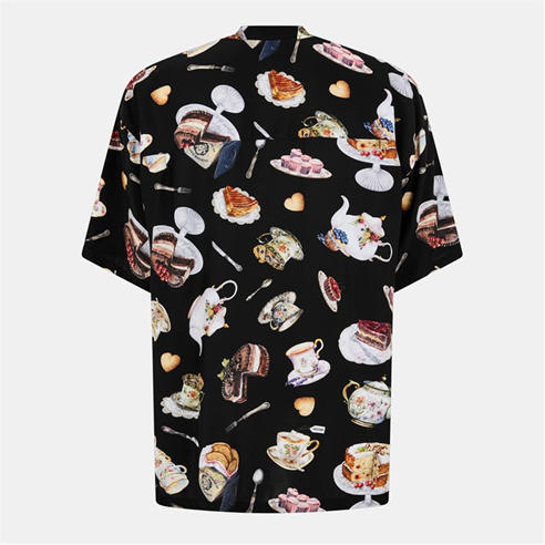 MOSCHINO - Men's Short Sleeve Patterned Relaxed Fit Shirt