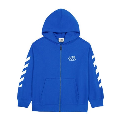 L AB Off White - Kids' Small Logo Full-Zip Teddy Fleece Hoodie