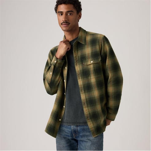Levis - Men's Jackson Flannel Check Cotton Long-Sleeve Shirt