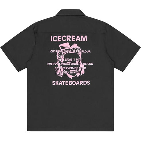ICECREAM - Men's Quarter Zip Work Patterned Short Sleeve Shirt
