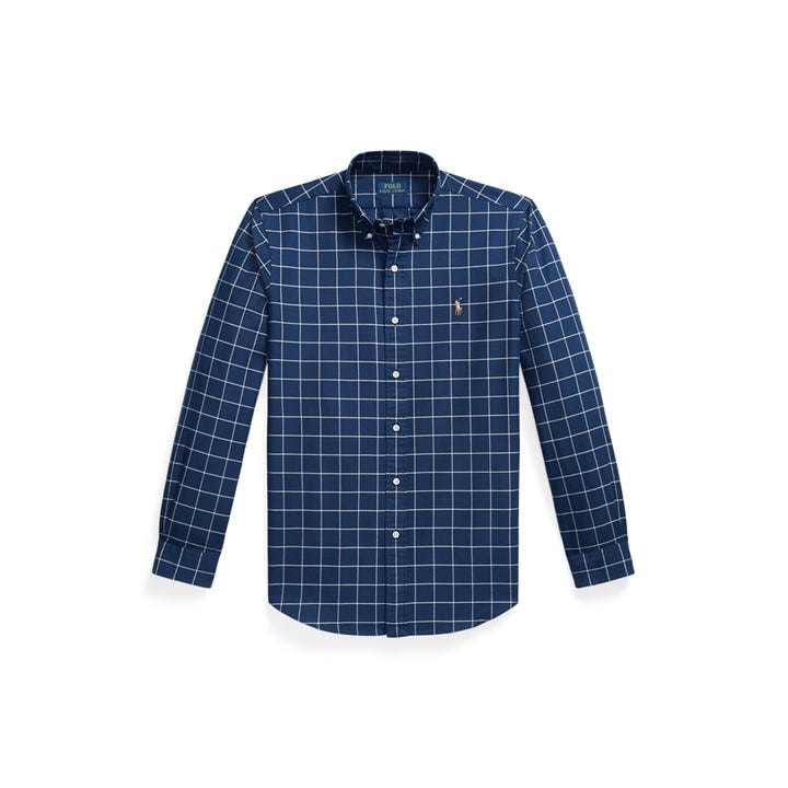 Polo Ralph Lauren Men's Blue Long Sleeve Patterned Shirt - Size 2XL