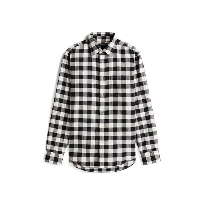 Tommy Hilfiger Men’s Buffalo Check Long-Sleeve Patterned Shirt – Black
