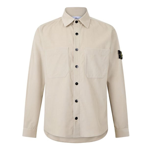 Mil Green V005G - STONE ISLAND - Men's Cotton Long-Sleeve Corduroy Shirt