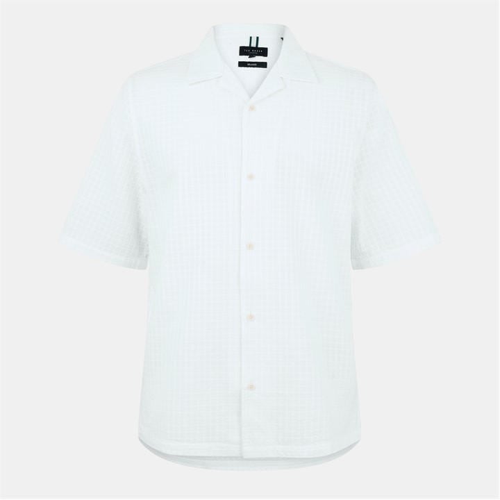 Ted Baker Txture Geo Short-Sleeve Patterned Shirt – White