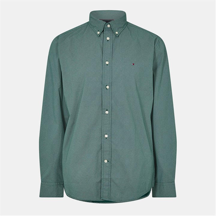 Tommy Hilfiger Men's Green Tommy Ls Poplinprint Sn54 Large