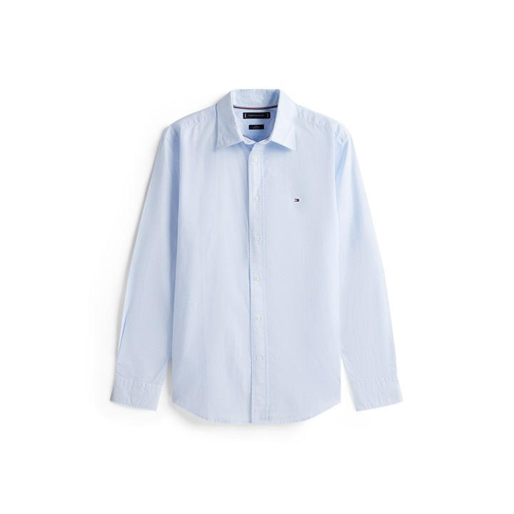 Tommy Hilfiger Men's Blue Long-Sleeve Poplin Print Patterned Shirt